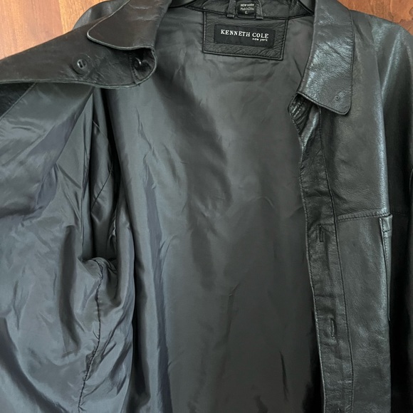 Mens Kenneth Cole Black Leather Jacket - Picture 3 of 6